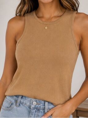GREY LAB Sleeveless Ribbed Tank in Tan